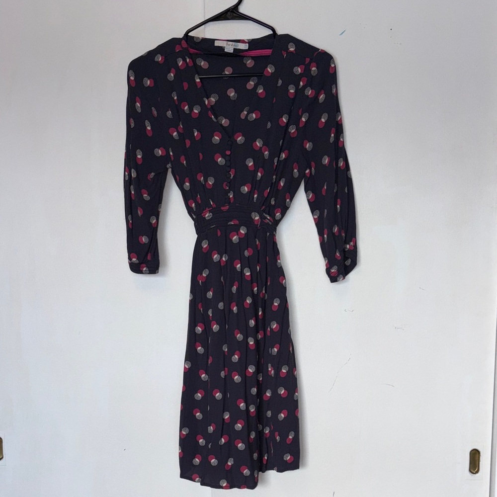 Boden Gray Dress with Pink and Gray Dots